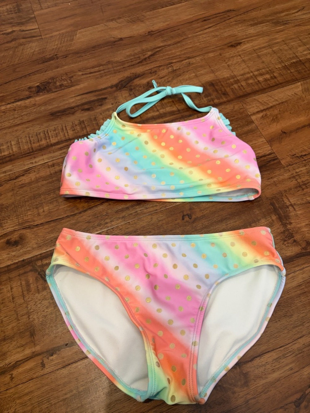 Cat & Jack Pastel Rainbow Gold Dot Girls' Bikini Set